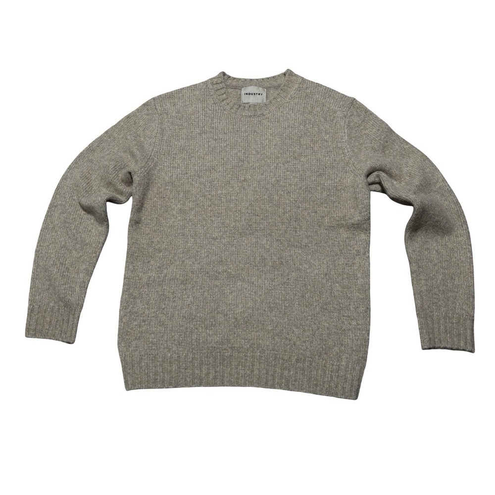 INDUSTRY Men's Acrylic Blend Crewneck Knit Sweater Beige Size Small 21 x 27